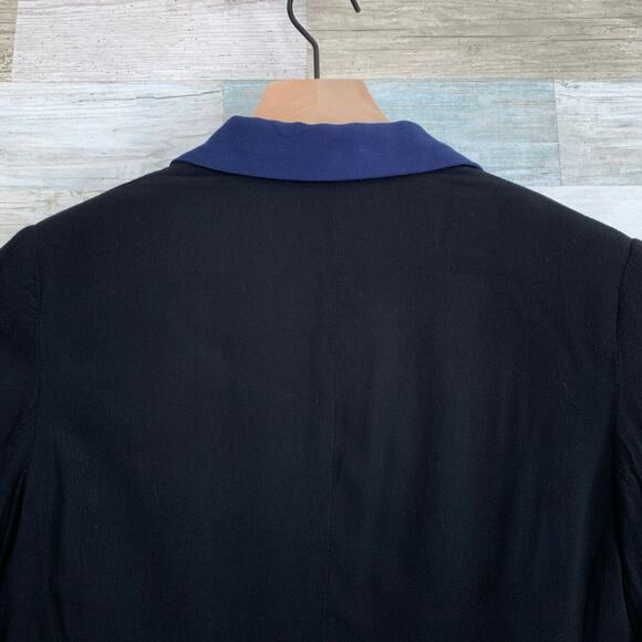 LC Lauren Conrad Crepe Open Blazer Jacket Black Blue Colorblock Lined Womens 2 - Picture 5 of 10